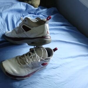 White and Red Sneakers with Modern Design